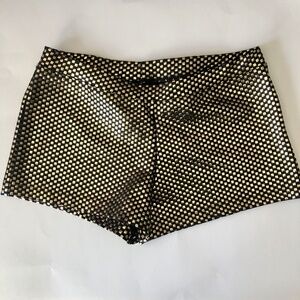 NWOT Gold Metallic Checkered Patterned Stretch Shorts